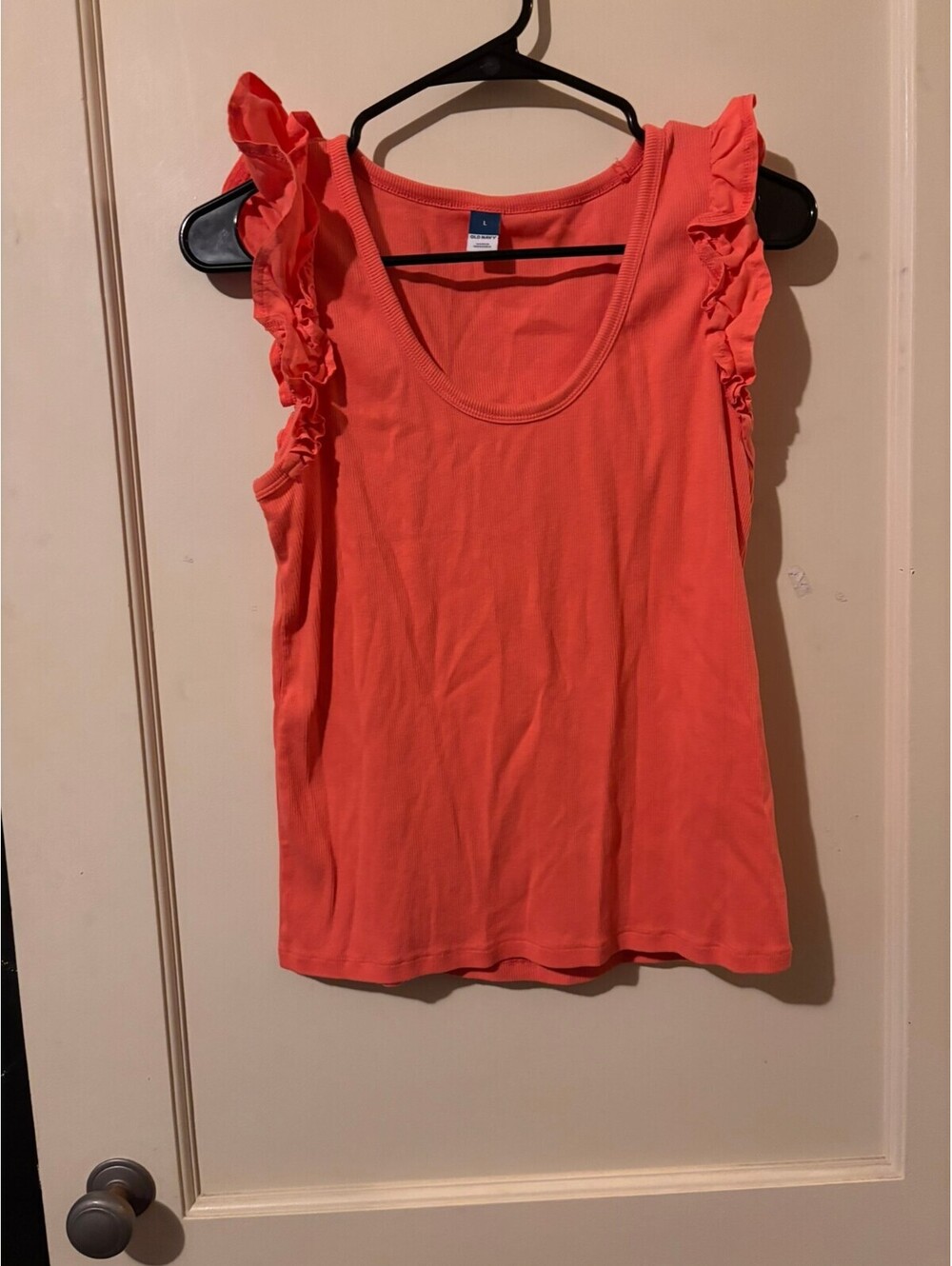 Old Navy coral ruffle sleeve tank top Large